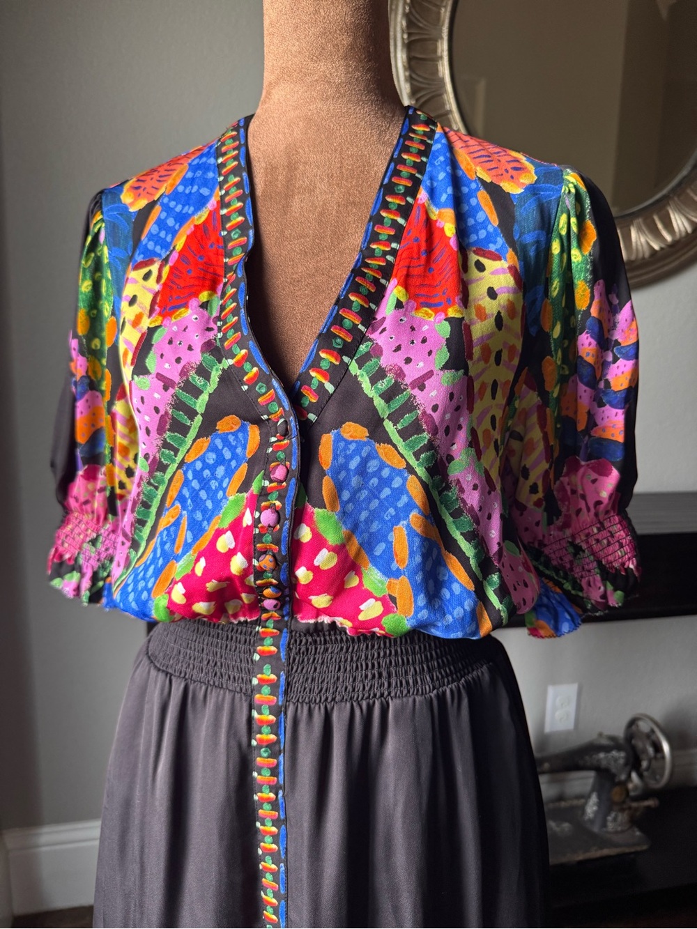 ecru Kidman Maxi Dress - Abstract Coral Reef - XS - Smocked waist - Picture 2 of 16